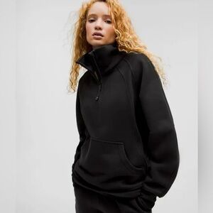 Lululemon Scuba Black Long Oversized Funnel Neck sz M\L half zip